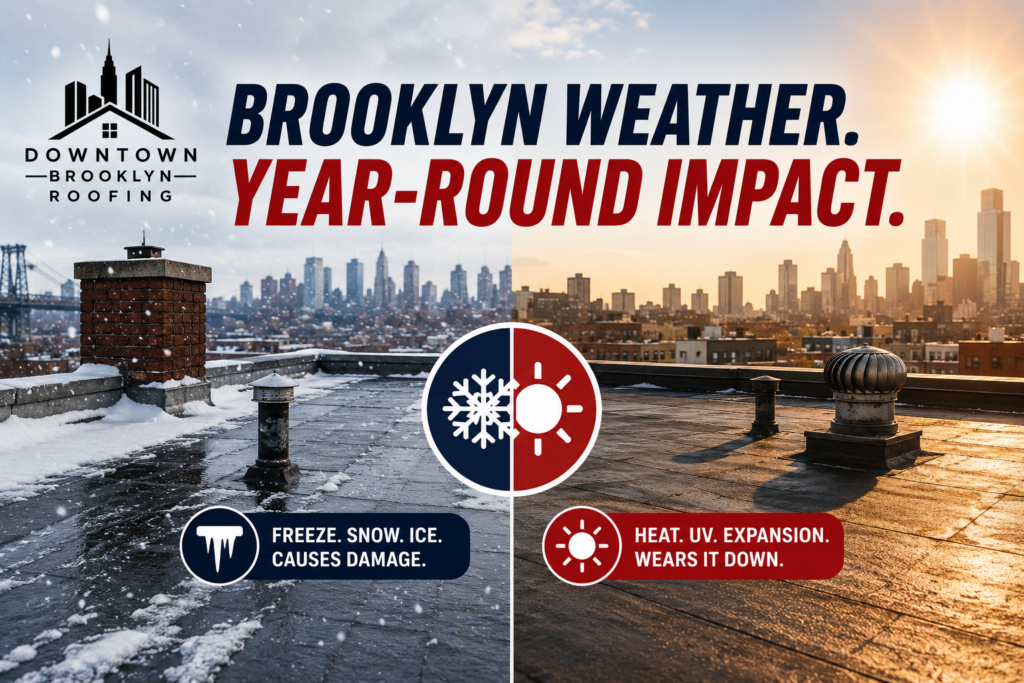 Brooklyn roof affected by harsh winter and summer heat