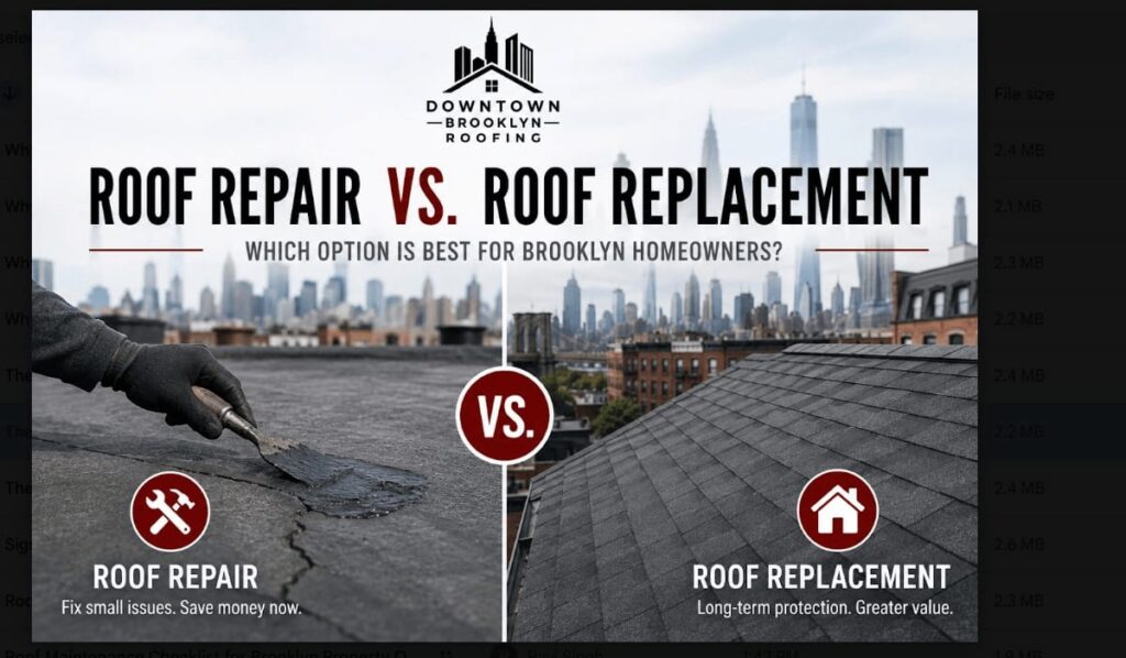 Roof repair vs roof replacement options for Brooklyn homeowners